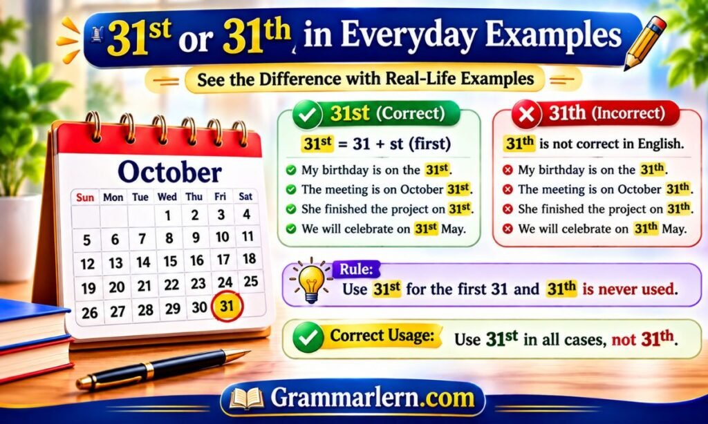 31st or 31th in Everyday Examples