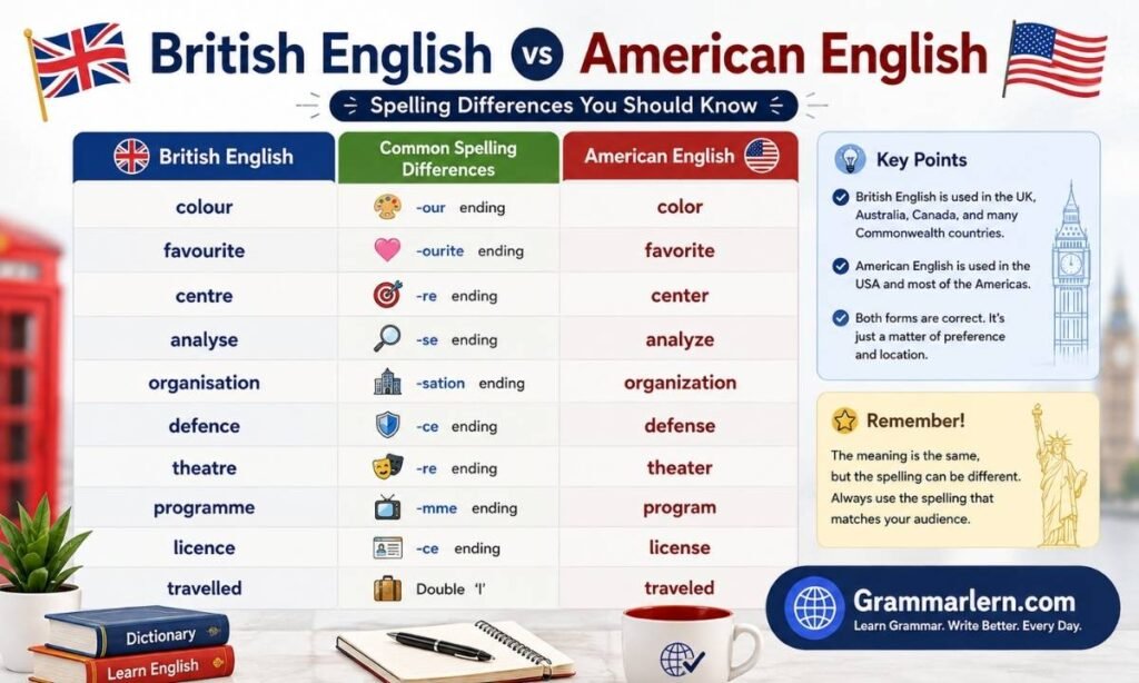 British English vs American English Spelling 🇬🇧🇺🇸