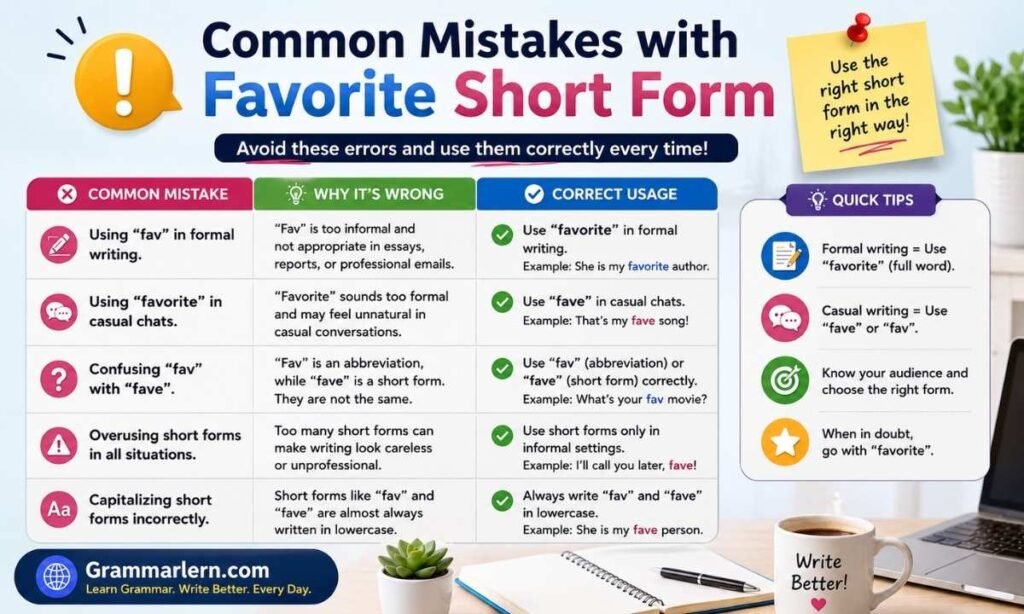Common Mistakes with Favorite Short Form