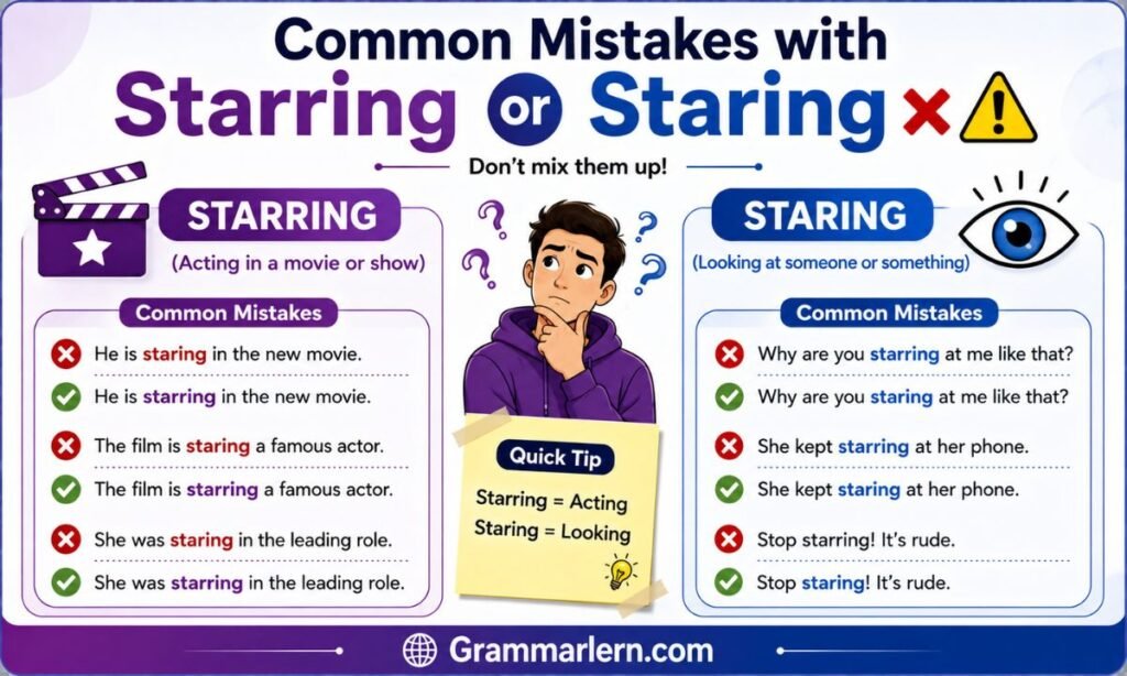 Common Mistakes with Starring or Staring 
