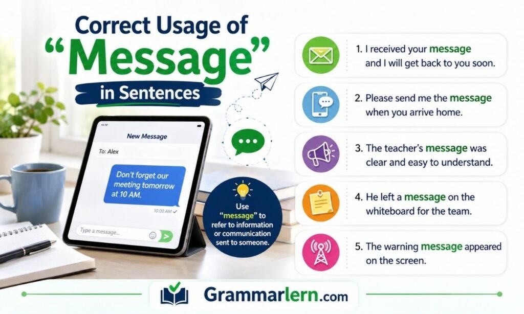 Correct Usage of "Message" in Sentences