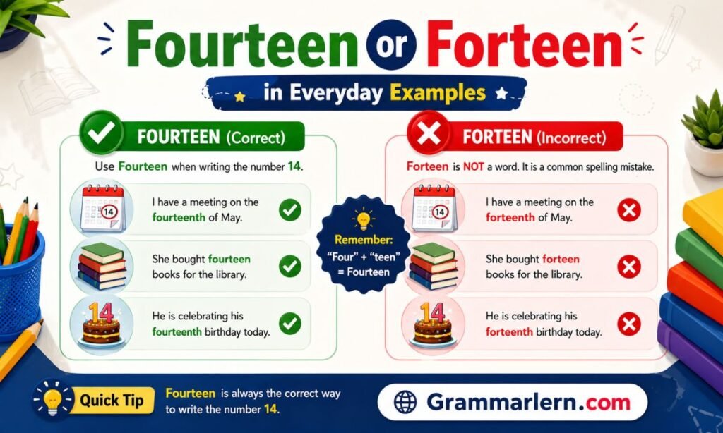 Fourteen or Forteen in Everyday Examples