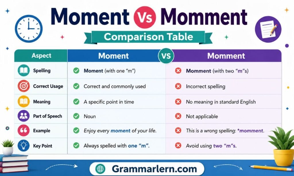 Moment Vs Momment Comparison Table