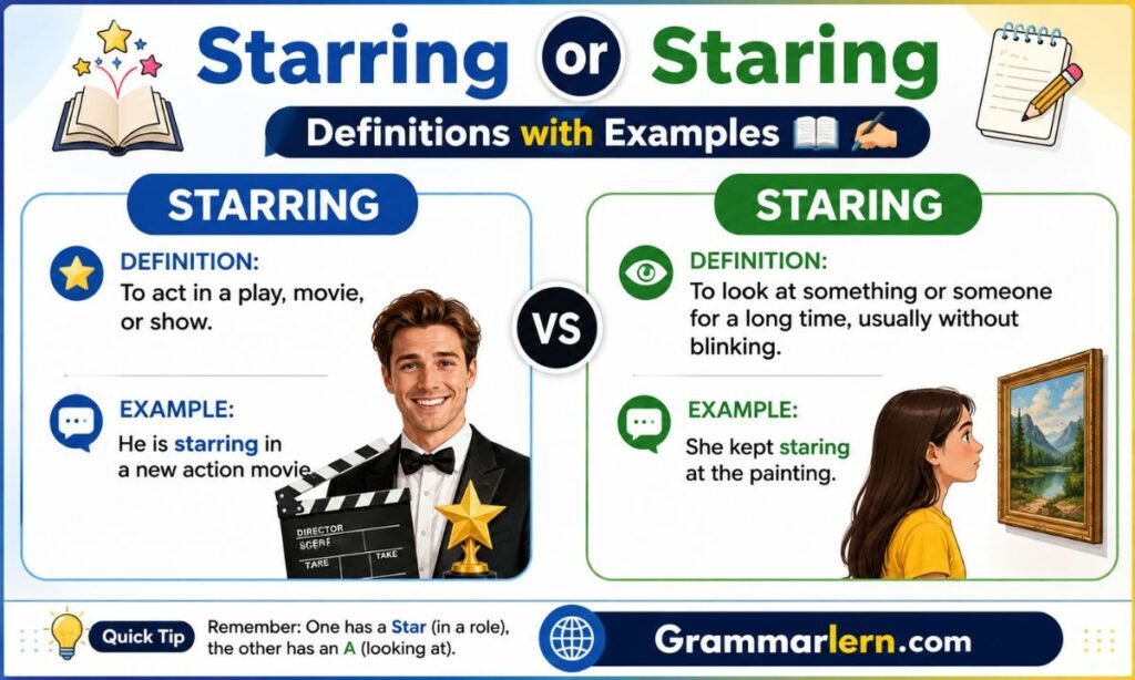Starring or Staring : Definitions with Examples 
