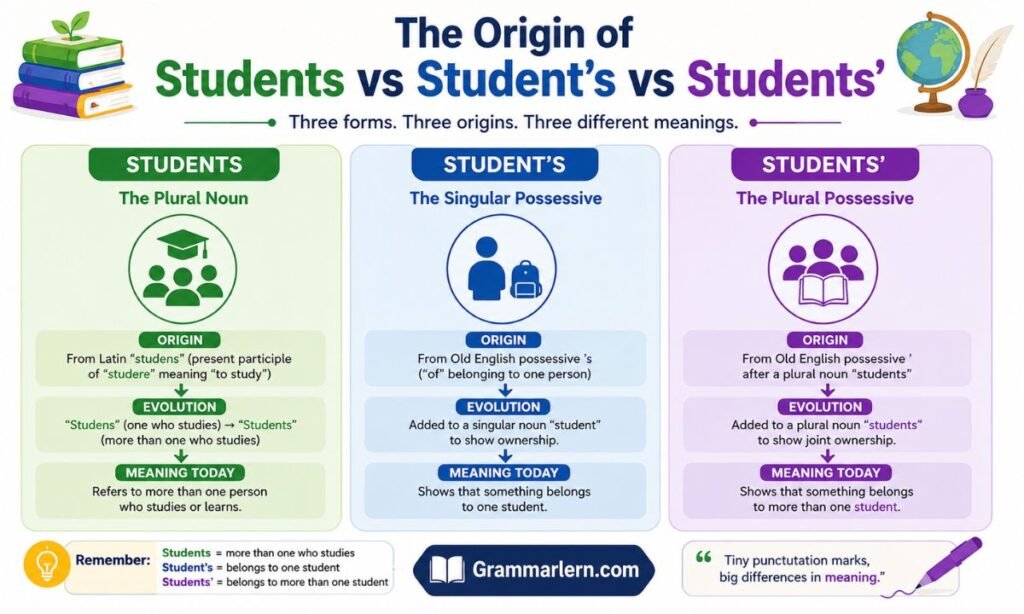 The Origin of Students vs Student's vs Students'