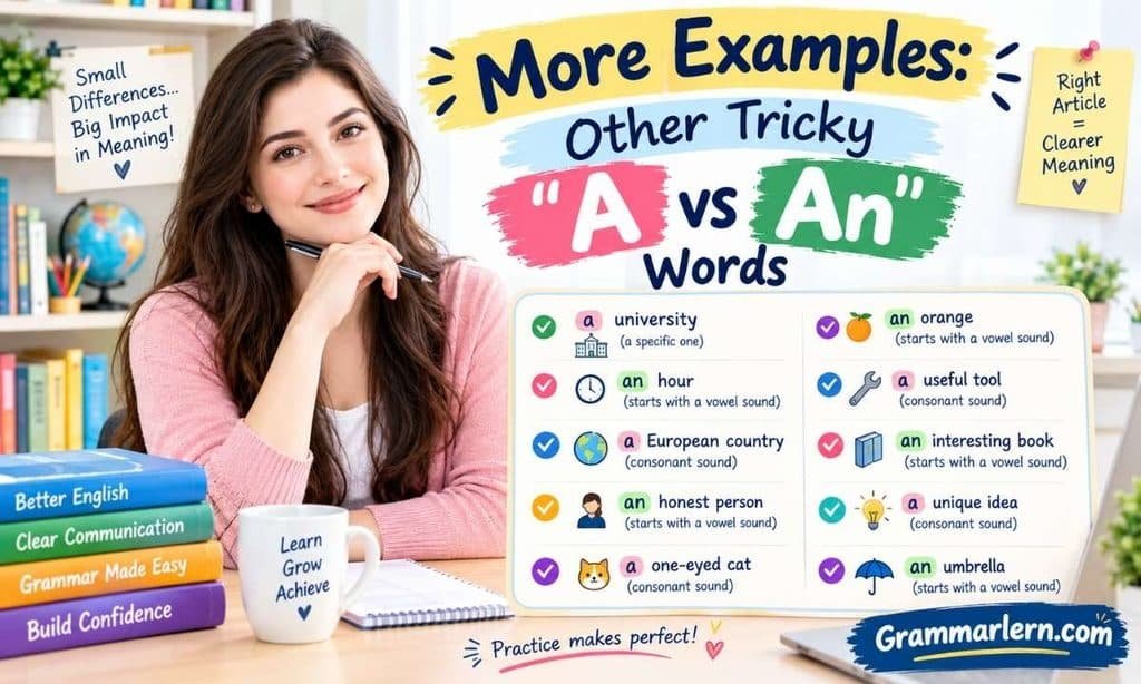 More Examples: Other Tricky "A vs An" Words